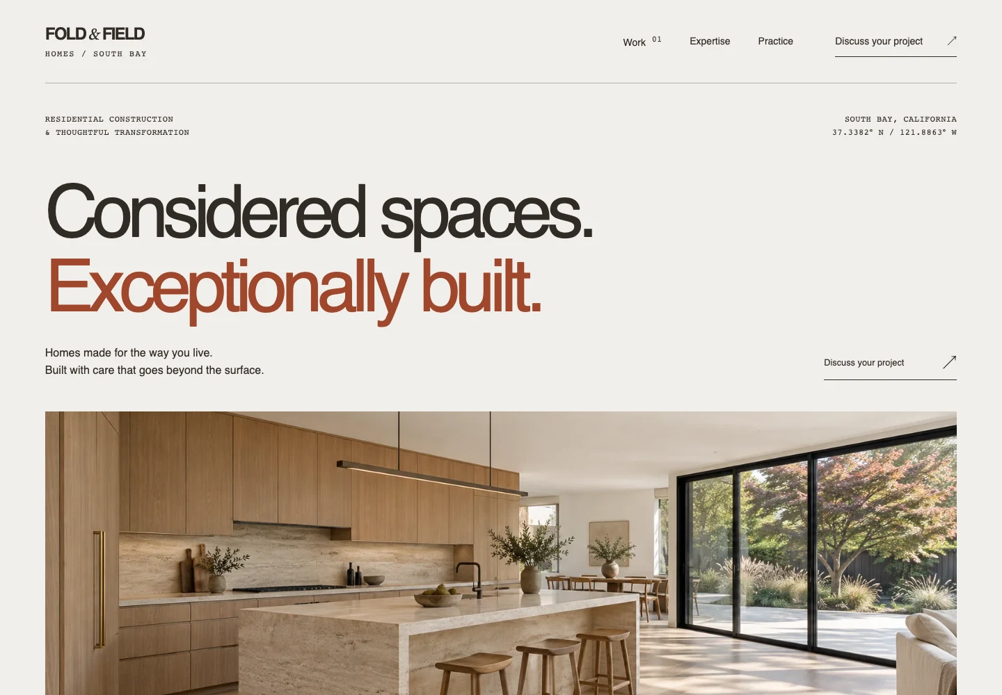 Fold & Field Homes demo website homepage