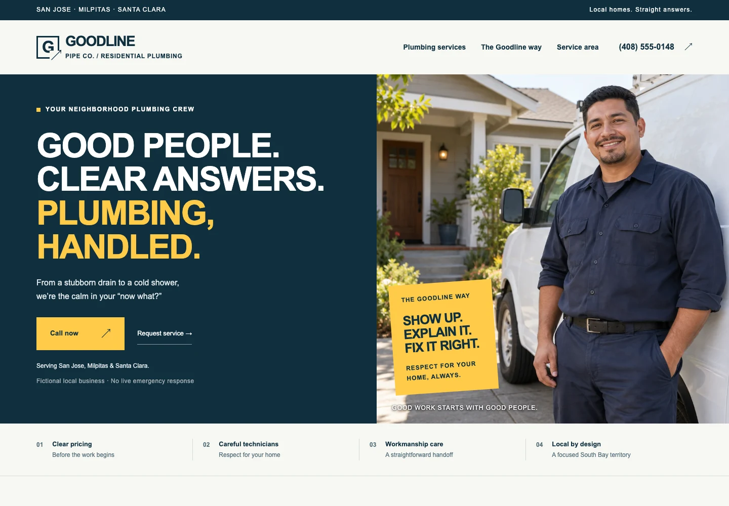Goodline Pipe Co. demo website homepage